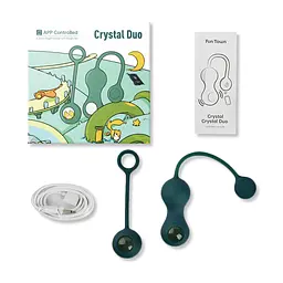 Набір вагінальних кульок Magic Motion Fun Town Crystal Duo 2 шт. зелений - мініатюра 2
