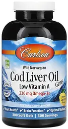 Риб'ячий жир з печінки тріски Carlson Cod Liver Oil Gems 300 капсул Лимон