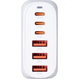 Мережевий зарядний пристрій Gelius Force GaN 100W GP-HC063 3USB-A + 3Type-C - мініатюра 5