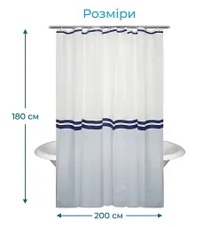 Штора для ванної кімнати TIANA KRAINE Infinity 180х200 см із 12-ма кільцями - мініатюра 3