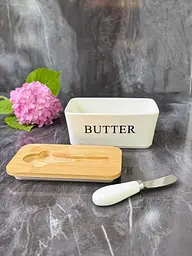 Маслянка з ножем "Butter" біла, 17,5x10,5x8 см - мініатюра 2