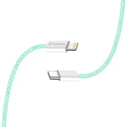 Дата кабель USB-C to Lightning 1.0m 27W green ColorWay (CW-CBPDCL061-G) - мініатюра 5