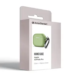 Силіконовий чохол для навушників Apple AirPods Pro, Hang Case, зелений, ультратонкий захисний кейс товщиною 2 мм, захист від подряпин, пилу та ударів, компактний, з карабіном для кріплення, ArmorStandart (ARM56061) - мініатюра 8