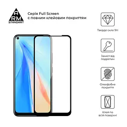Захисне скло для VIVO Y30 4G, Full Glue, 2.5D, на весь екран, глянцеве, загартоване 9H, повне проклеювання по всій поверхні, з чорною рамкою, протиударне, ArmorStandart (ARM58356) - мініатюра 2