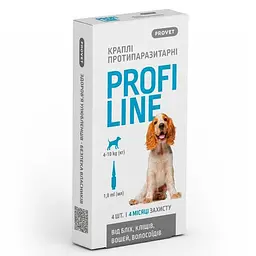 Капли ProVET Profiline для собак 4-10 кг 4 пипетки по 1.0 мл інсектоакарицид