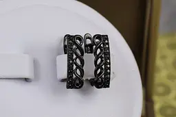 Сережки Xuping Jewelry плетінка з доріжкою з камінців чорне покриття блек ган 1.6 см - мініатюра 2