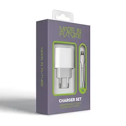 Мережевий зарядний пристрій MadeInFuture MFS12 12W A+C + кабель USB-A to Lightning White (MIF82823) - мініатюра 7