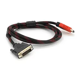 Кабель DVI-HDMI Voltronic YT-HDMI-DVI 2 феррита, оплетка, 1,5м - мініатюра 1
