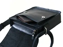 Чоловіча шкіряна сумка GS 23*21*6 см чорна (КЛ 001 черн) 200 - мініатюра 6