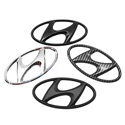 Емблема Hyundai 129х64 мм (2 напрямні + скотч) Чорна карбон (Завод) - мініатюра 3