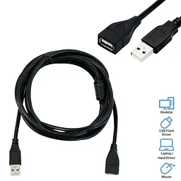 USB удлинитель 2.8 м "High speed computer cable" Черный, кабель USB "папа-мама" (ЮСБ подовжувач) - миниатюра 2