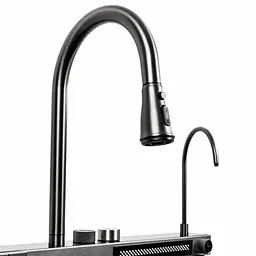 Кухонна мийка 75x45D PVD чорна Platinum Handmade Водоспад декор, Decor - мініатюра 5