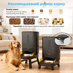 Автоматична годівниця для собак Tikpaws TT01 15 л, для середніх і великих порід, Чорний - мініатюра 2