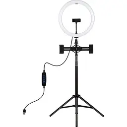 Кільцева USB LED лампа Puluz PKT3062B 11.8" + штатив 1.65 м