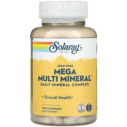 Дієтична добавка Solaray Mega Multi Mineral Iron-Free 100 капсул