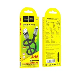 Кабель Hoco Micro USB Strength charging data cable X85 1m, 2.4A - мініатюра 3