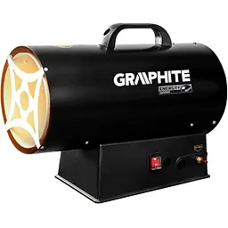Теплова гармата Graphite газова, акумуляторна 18В, 30кВт, 200м кв, 500м куб/год, IP24, чорний