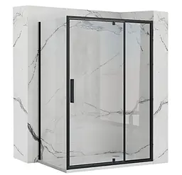Душова кабіна Rea Rapid Swing 80x120 black REA-K6421 + REA-K6413, Чорний матовий, Універсальна, прозрачний, Чорний матовий