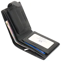 Чорне чоловіче портмоне з натуральної шкіри з фіксацією ST Leather ST103 9,5 см - мініатюра 4