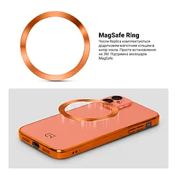Чехол-накладка для Apple iPhone 11, Replica MagSafe, оранжевый, противоударный защитный чехол с магнитным кольцом MagSafe, защита всего корпуса, TPU+PC, зеркальный, выступающий бортик вокруг экрана, ArmorStandart (ARM76170) - мініатюра 4