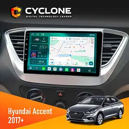 Штатна магнітола Hyundai Accent 2017 Cyclone C9-013 4x64 DSP 4G Cyclone (НФ-00007249)