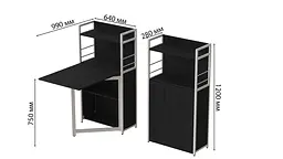 Стіл книжка з етажеркою Практик 1 Ferrum-decor 1200x640x990 Білий метал ДСП Сосна Кембра 16 мм (FRD-104620) - мініатюра 3