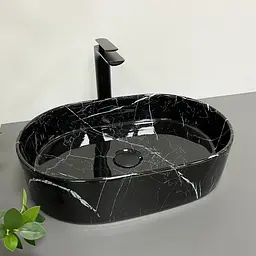 Умивальник VBI Verona 50 black marmo накладний VBI-011314, Чорний - мініатюра 2