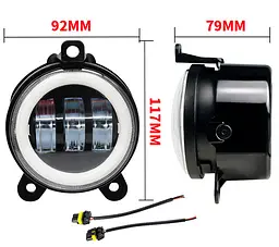 Фара LED протитуманна ВАЗ 2170-2173 ГАЗЕЛЬ Jeep Wrangler 3.5 дюймів 30W 117х92х79 мм з кільцем 1 шт. - мініатюра 2