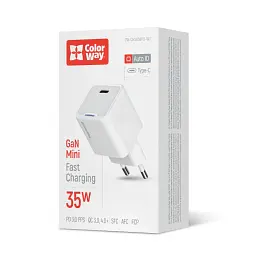 Зарядний пристрій ColorWay GaN Mini 35W PD Port PPS USB-C white (CW-CHS056PD-WT)