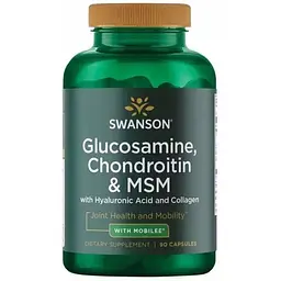Хондропротектор Swanson Glucosamine, Chondroitin & MSM, 90 капсул для догляду за суглобами