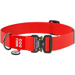 Нашийник для собак Waudog Waterproof, коллартекс, водостійкий, з QR паспортом, 43-70х4 см, червоний