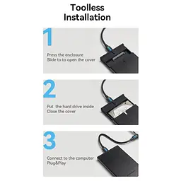 Зовнішня кишеня Vention 2.5" HDD/SSD USB 3.0 Micro-B Black (KPAB0) - мініатюра 10