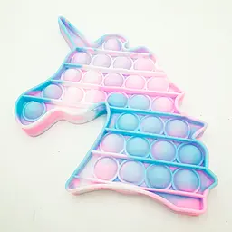 Сенсорна іграшка антистрес силіконова нескінченна пухирка поп іт UKC Pop It Fidget єдиноріг блакитно-рожевий - мініатюра 1