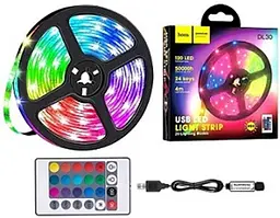 Світлодіодна стрічка Hoco DL30 RGB 4м + пульт (Чорна) - мініатюра 4