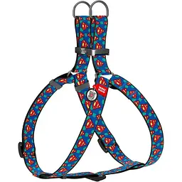 Шлея для собак Waudog Nylon Супермен Лого, анатомічна, з QR паспортом, 50-80х2 см, синя (0720-2006)