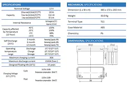 Гелевий акумулятор ORBUS CG-12150 GEL 12 В 150 А·год 47 кг - мініатюра 2