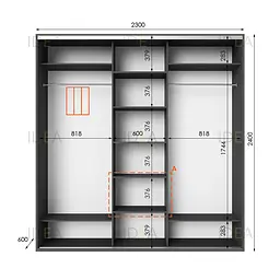 Шафа-купе Idea серія 2 230 x 60 x 240 см Антрацит - мініатюра 2