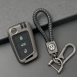 Чохол для автоключів Volkswagen із брелоком, темний хром (YT0008)