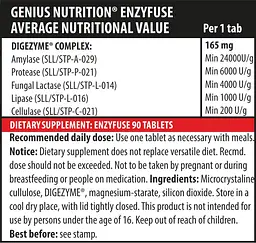 Травні ферменти Genius Nutrition EnzyFuse 90 таблеток - мініатюра 2