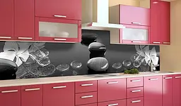 Вініловий кухонний фартух Happy Pocket Глянцеві Камені наклейка для кухні краплі квіти Текстура Сірий Z181401 - мініатюра 2