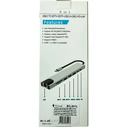 Концентратор Dynamode USB-C 8-in-1 HDMI 4K30Hz + 1xRJ45 + 1xUSB 3.0 + 1xUSB 2.0 + 1xUSB-C PD (BYL-2017L) - мініатюра 9