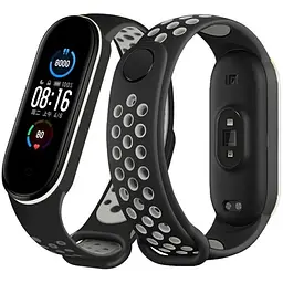 Ремінець Becover Vents Style для Xiaomi Mi Smart Band 7 Black-Gray (710504) - мініатюра 2