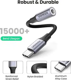 Перехідник USB Type-C для 3.5 mm Ugreen AV161 з DAC chip аудіоадаптер для навушників Space Grey (80154) - мініатюра 7