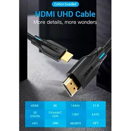 Кабель Vention HDMI-HDMI V 2.1 1 м (AAUBF) - мініатюра 4