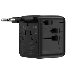 Мережеві універсальні перехідники UA011 Warrior GaN 25W + 1USB-A/2C Black Wiwu teh0030544 - мініатюра 2