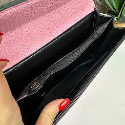 Сумка жіноча через плече крос-боді маленька рожева під рептилію на ланцюжку 644Р - мініатюра 5