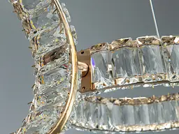 Кришталева LED-люстра кільця Diasha D8893/250x3B G, 68W, пульт, золото, 82 см - мініатюра 5