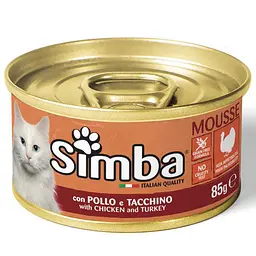 Мус для дорослих кішок Monge Simba Cat Wet Mousse курка та індичка 85 гр