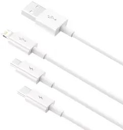 Кабель Baseus Superior Series Fast Charging 3-in-1 Cable USB to MicroUSB+Lightning+Type-C 3.5A 0.5m P10320105221-01 White - мініатюра 3