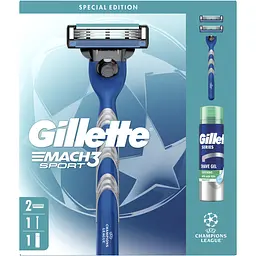 Подарунковий набір Gillette UEFA Champions League Special Edition: станок для гоління чоловічий Gillette Mach3 Sport з 2 змінними картриджами + гель для гоління Gillette Series Sensitive Skin для чутливої шкіри 200 мл - мініатюра 2